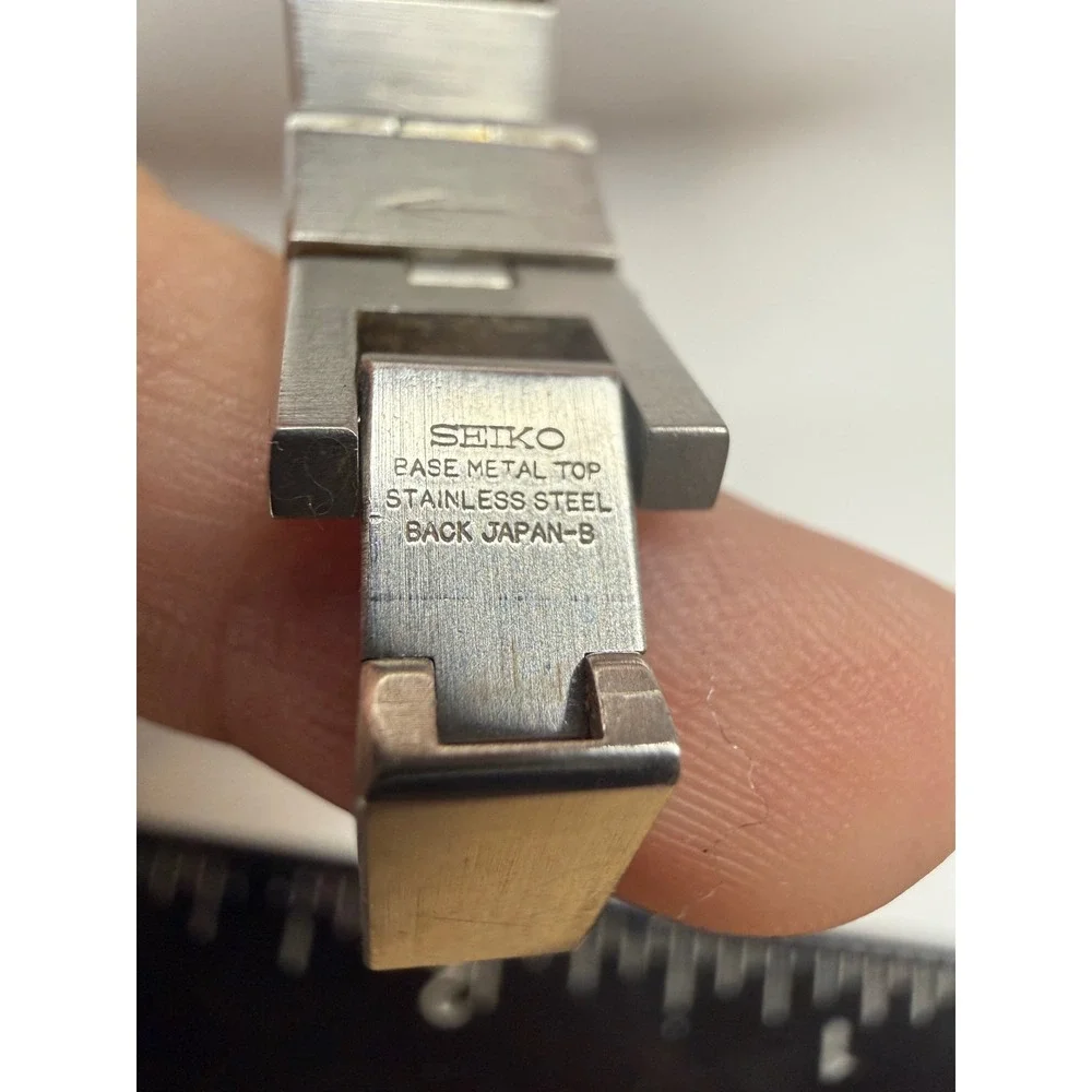 Seiko Quartz Two Tone Tank Watch Silver Gold 7320-5030 RO Rectangular Link Band